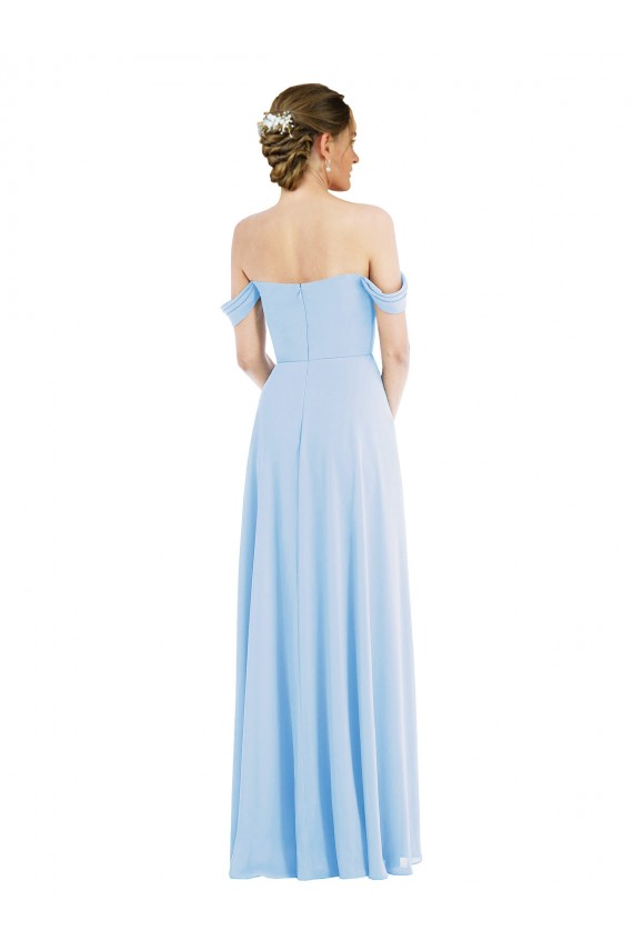 Sleeveless Light Sky Blue A-Line Off the Shoulder Formal Evening Gown / Bridesmaid Dress Lincoln