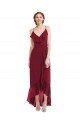 Sleeveless Burgundy Low Back A-Line Spaghetti Straps High Low Evening Gown / Bridesmaid Dress Lincoln