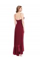 Sleeveless Burgundy Low Back A-Line Spaghetti Straps High Low Evening Gown / Bridesmaid Dress Lincoln