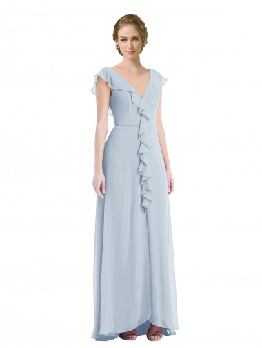 Sleeveless Sea Glass V-Back A-Line V-Neck Black Tie Evening Gown / Bridesmaid Dress Lincoln