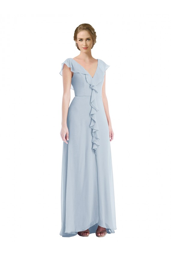 Sleeveless Sea Glass V-Back A-Line V-Neck Black Tie Evening Gown / Bridesmaid Dress Lincoln