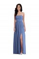 Sleeveless Windsor Blue Low Back A-Line Spaghetti Straps Semi Formal Evening Dress / Bridesmaid Dress Lincoln