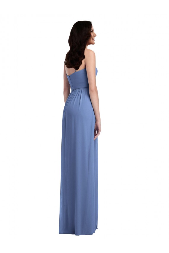 Sleeveless Windsor Blue Low Back A-Line Spaghetti Straps Semi Formal Evening Dress / Bridesmaid Dress Lincoln