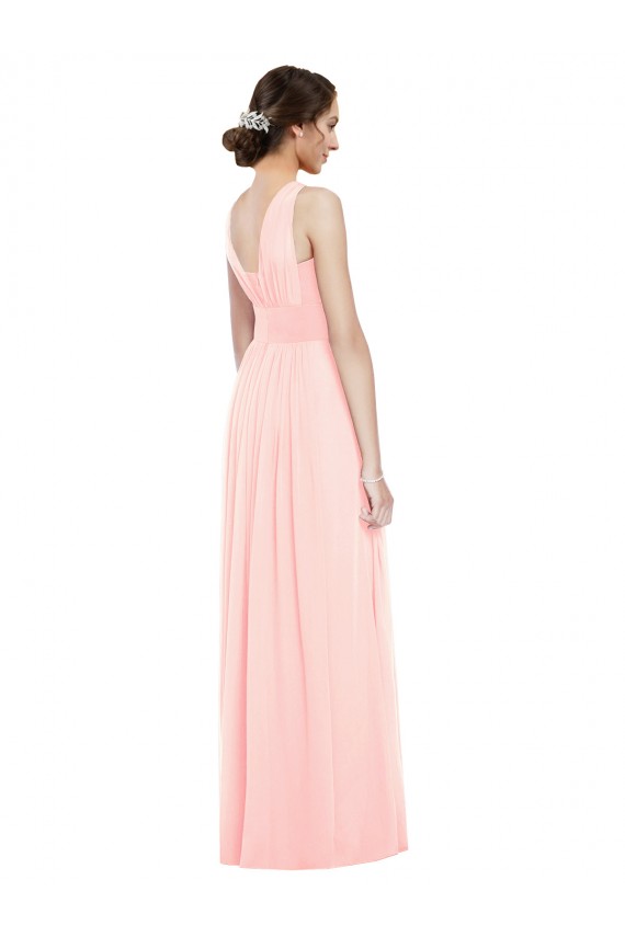 Sleeveless Pink A-Line V-Neck Bridesmaid Dress Lincoln