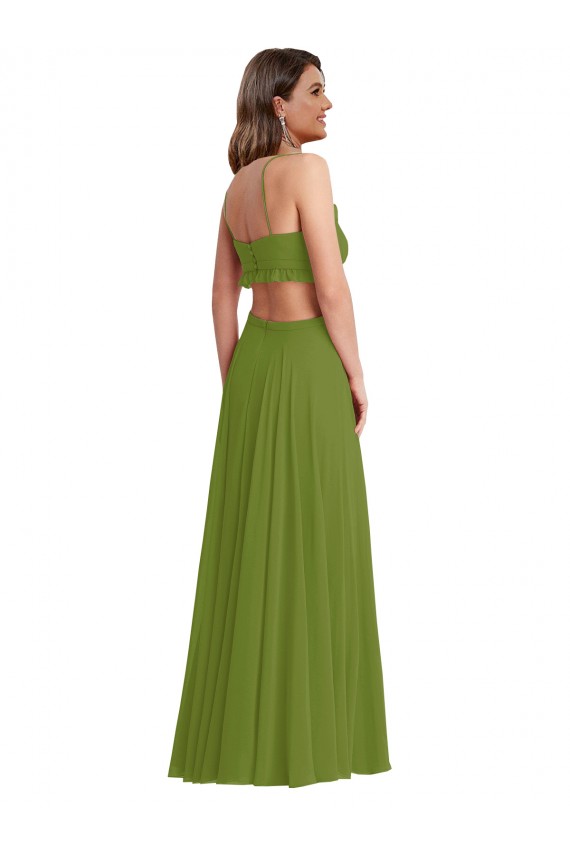 Sleeveless Olive Green Open Back A-Line V-Neck Plus Size Evening Gown / Bridesmaid Dress Lincoln