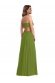 Sleeveless Olive Green Open Back A-Line V-Neck Plus Size Evening Gown / Bridesmaid Dress Lincoln