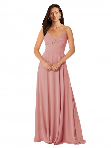 Sleeveless Bliss Pink V-Back A-Line V-Neck Bridesmaid Dress Lincoln