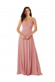 Sleeveless Bliss Pink V-Back A-Line V-Neck Bridesmaid Dress Lincoln