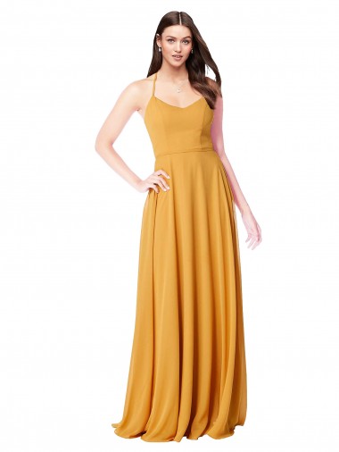 Sleeveless Saffron A-Line V-Neck Formal Dress / Bridesmaid Dress Lincoln