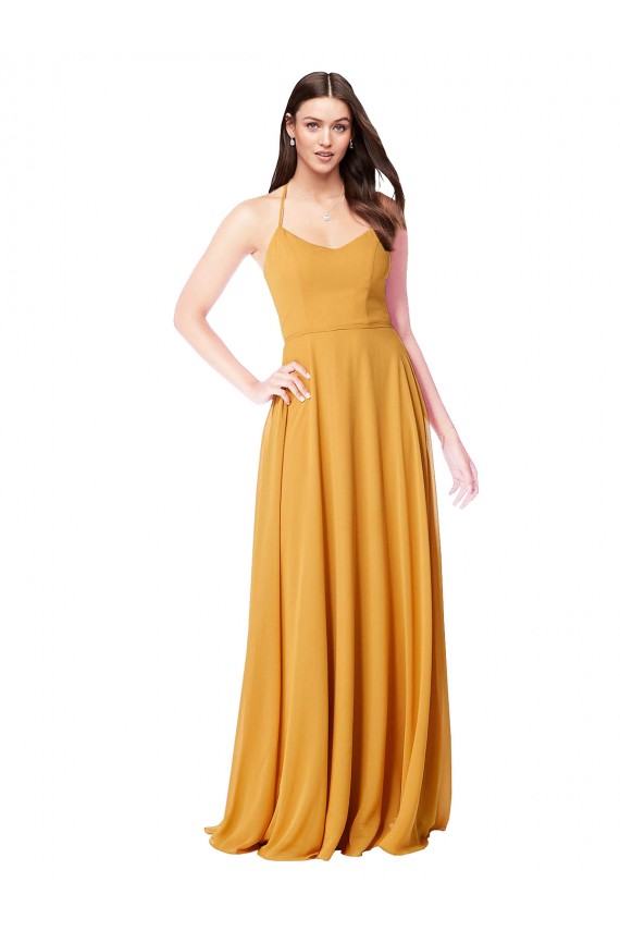 Sleeveless Saffron A-Line V-Neck Formal Dress / Bridesmaid Dress Lincoln