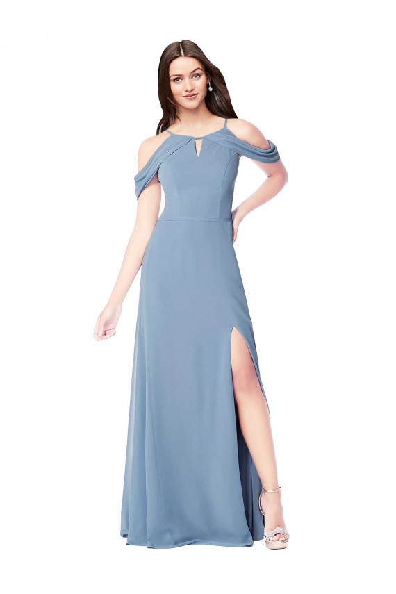 Sleeveless Dusty Blue A-Line Off the Shoulder Evening Dress / Bridesmaid Dress Lincoln