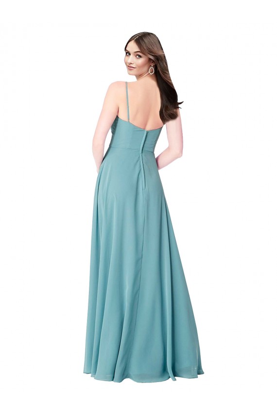 Sleeveless Turquoise A-Line V-Neck Bridesmaid Dress Lincoln