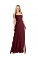 Sleeveless Burgundy Gold Low Back A-Line Square Neck Bridesmaid Dress Lincoln