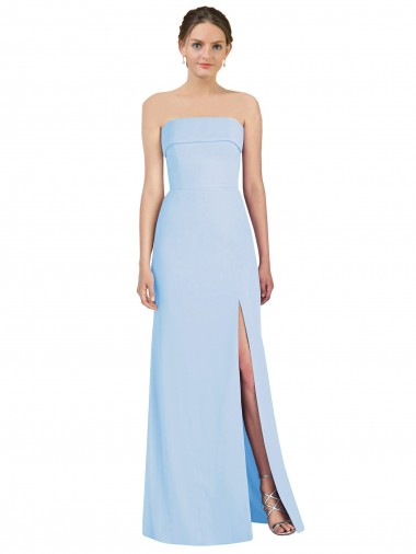Sleeveless Light Sky Blue Low Back Trumpet Strapless Black Tie Evening Gown / Bridesmaid Dress Lincoln