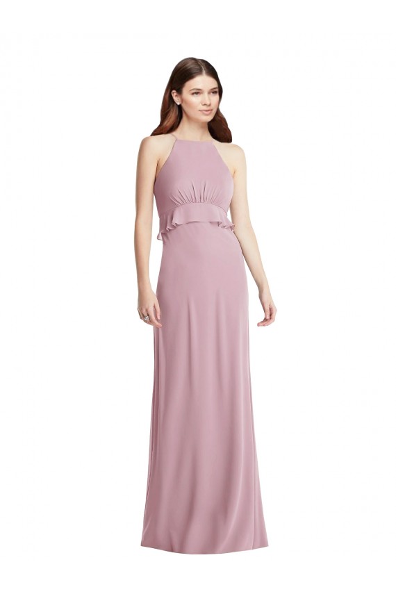 Sleeveless Primrose Low Back A-Line Halter Neck Bridesmaid Dress / Evening Dress Lincoln