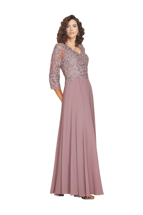 Long Sleeves A-Line V-Neck Prom Dress / Bridesmaid Dress Lincoln