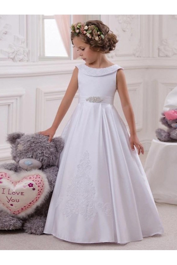 Sleeveless Ivory Ball Gown Bateau Neck Flower Girl Dresses Lincoln