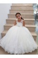 Sleeveless Ivory Keyhole Back Ball Gown High Neck Flower Girl Dress for Wedding Lincoln