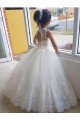 Sleeveless Ivory Keyhole Back Ball Gown High Neck Flower Girl Dress for Wedding Lincoln