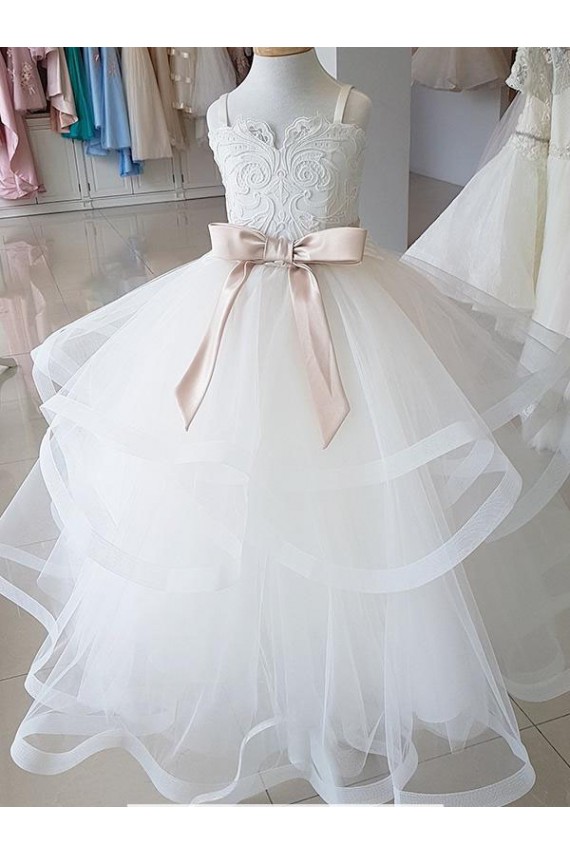 Sleeveless Ivory Ball Gown High Neck Flower Girl Wedding Dress Lincoln