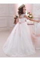 Cap Sleeves Ivory Keyhole Back Ball Gowns High Neck Flower Girl Dress Lincoln