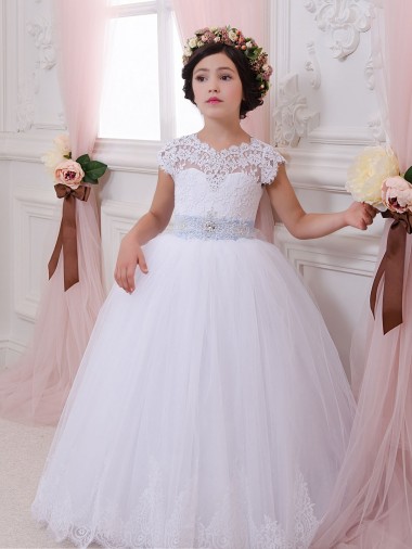 Cap Sleeves Ivory Ball Gown Sweetheart Flower Girl Dresses Lincoln