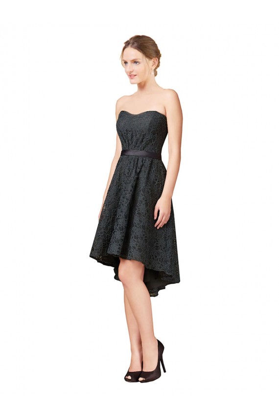 Sleeveless Slate Grey A-Line Sweetheart High Low Bridesmaid Dress Lincoln