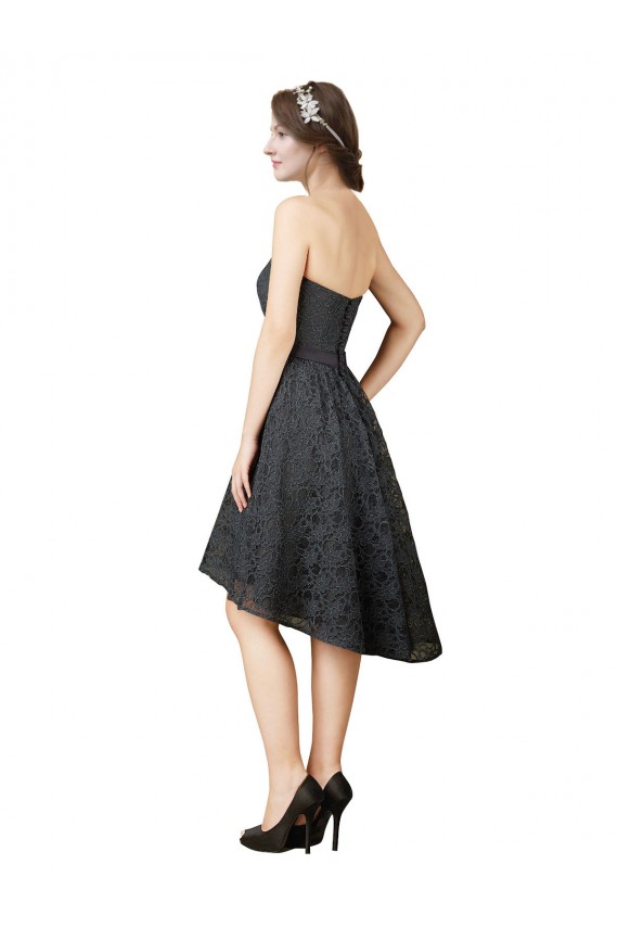 Sleeveless Slate Grey A-Line Sweetheart High Low Bridesmaid Dress Lincoln