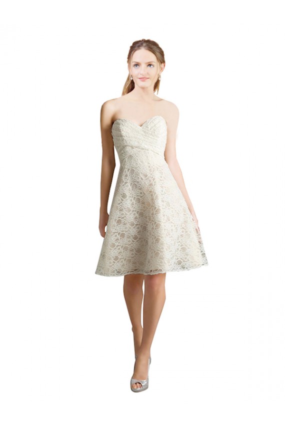 Sleeveless Ivory,Champagne A-Line Sweetheart Bridesmaid Dress Lincoln