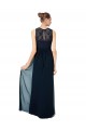 Sleeveless Dark Navy Keyhole Back A-Line Bateau Neck Bridesmaid Dress Lincoln