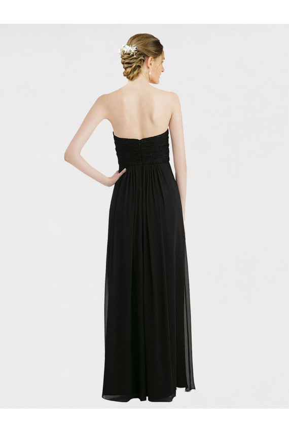 Sleeveless Black Low Back A-Line Sweetheart Bridesmaid Dress Lincoln