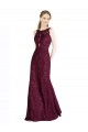 Sleeveless Burgundy Gold Keyhole Back A-Line Illusion Neck Prom Dress / Bridesmaid Dress Lincoln