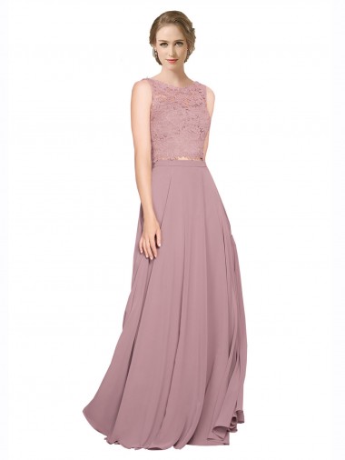 Sleeveless A-Line Illusion Neck Black Tie Prom Dress / Bridesmaid Dress Lincoln