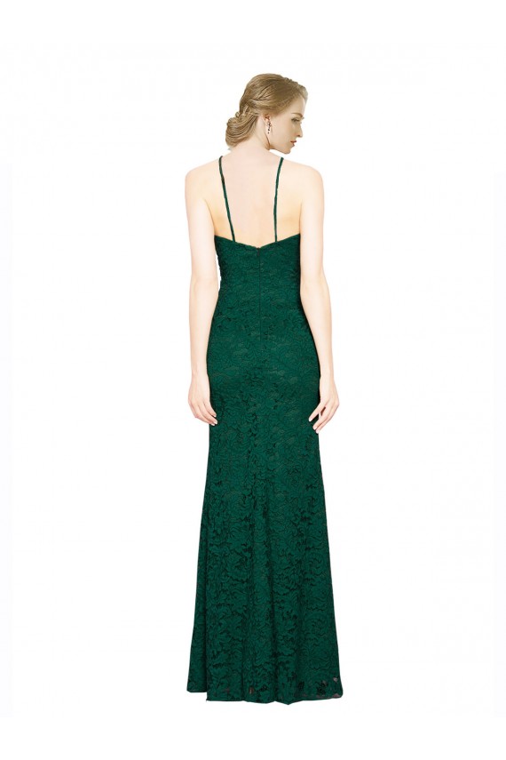 Sleeveless Dark Green Low Back Mermaid Halter Neck Prom Dress / Bridesmaid Dress Lincoln