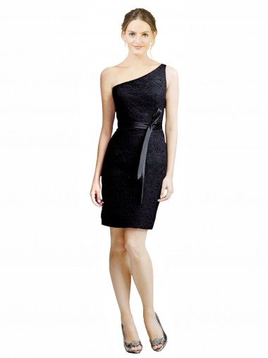 Sleeveless Black Open Back A-Line One Shoulder Bridesmaid Dress Lincoln
