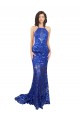 Sleeveless Royal Blue Open Back Mermaid High Neck Semi Formal Evening Dress / Prom Dress / Bridesmaid Dress Lincoln