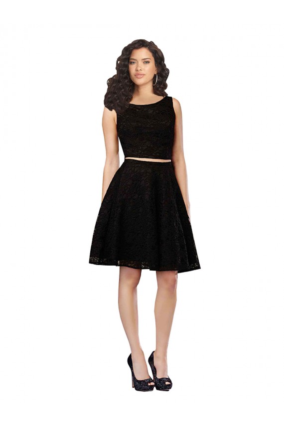 Sleeveless Black A-Line Jewel Neck Bridesmaid Dress Lincoln