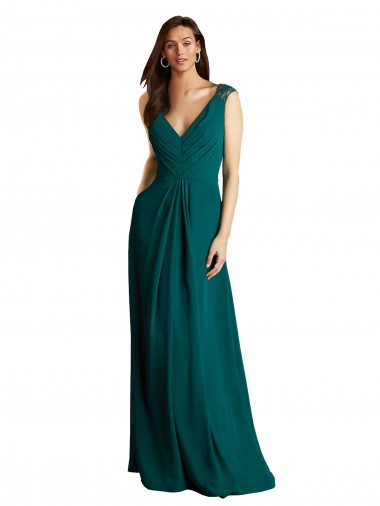 Sleeveless Hunter Open Back A-Line V-Neck Bridesmaid Dress Lincoln