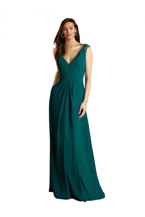 Sleeveless Hunter Open Back A-Line V-Neck Bridesmaid Dress Lincoln
