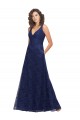 Sleeveless Dark Navy Low Back A-Line V-Neck Bridesmaid Dress Lincoln