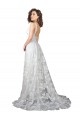 Sleeveless Off White Low Back A-Line Lace V-Neck Wedding Dress Lincoln