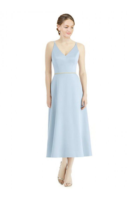 Sleeveless Light Sky Blue A-Line V-Neck Bridesmaid Dress Lincoln