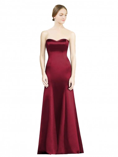 Sleeveless Burgundy Mermaid Satin Sweetheart Bridesmaid Dress Lincoln