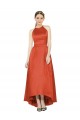 Sleeveless Spice Red A-Line Halter Neck High Low Bridesmaid Dress Lincoln