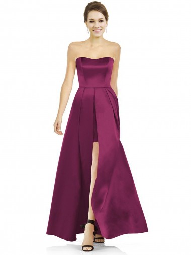 Sleeveless Merlot A-Line Strapless Bridesmaid Dress Lincoln