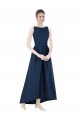 Sleeveless Dark Navy A-Line Bateau Neck High Low Bridesmaid Dress Lincoln