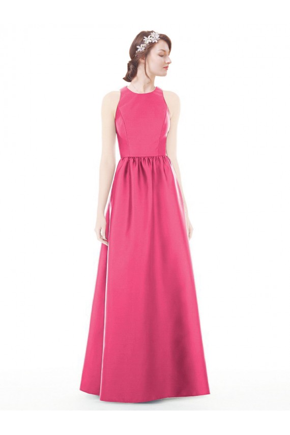 Sleeveless Ruby Keyhole Back A-Line Jewel Neck Bridesmaid Dress Lincoln