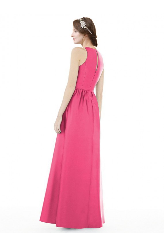 Sleeveless Ruby Keyhole Back A-Line Jewel Neck Bridesmaid Dress Lincoln