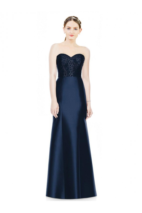 Sleeveless Dark Navy Mermaid Sweetheart Evening Dress / Bridesmaid Dress Lincoln