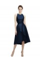 Sleeveless Dark Navy A-Line Halter Neck High Low Bridesmaid Dress Lincoln